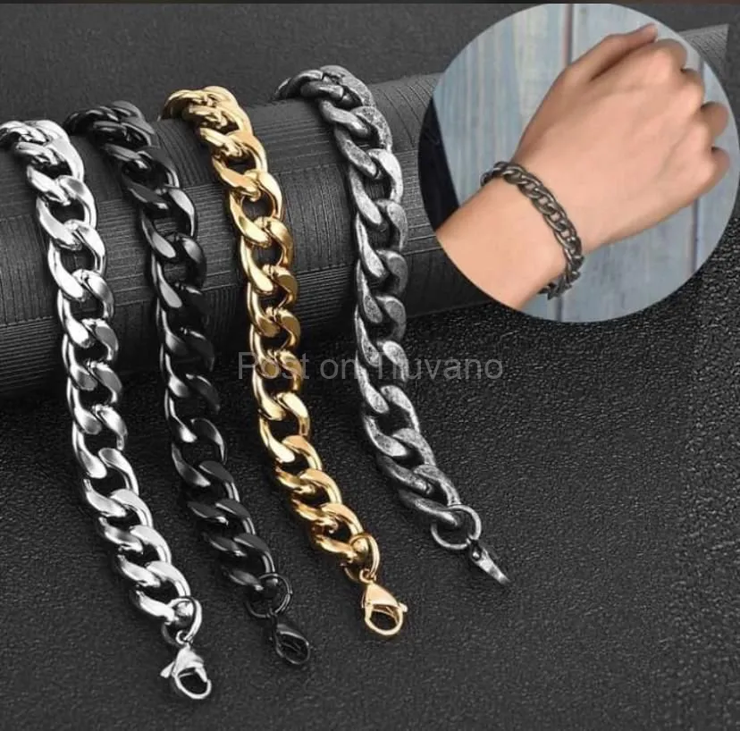 Stainless steel curb cuban link chain bracelet